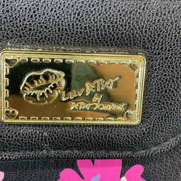 Betsey Johnson Crossbody Wallet Floral Stripe Retro Flower Power Cottage Whimsy - Picture 4 of 4